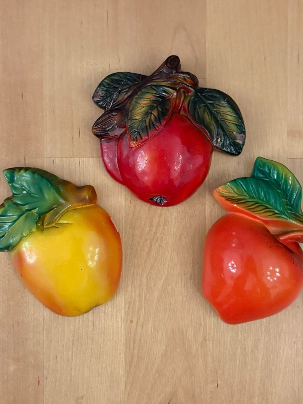 Vintage Favor Ware Chalkware Fruit Wall Plaques Set of 3 Canada MCM